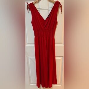 Just Love Vibrant Red Midi Dress Y2K 90s Empire vamp Valentines
